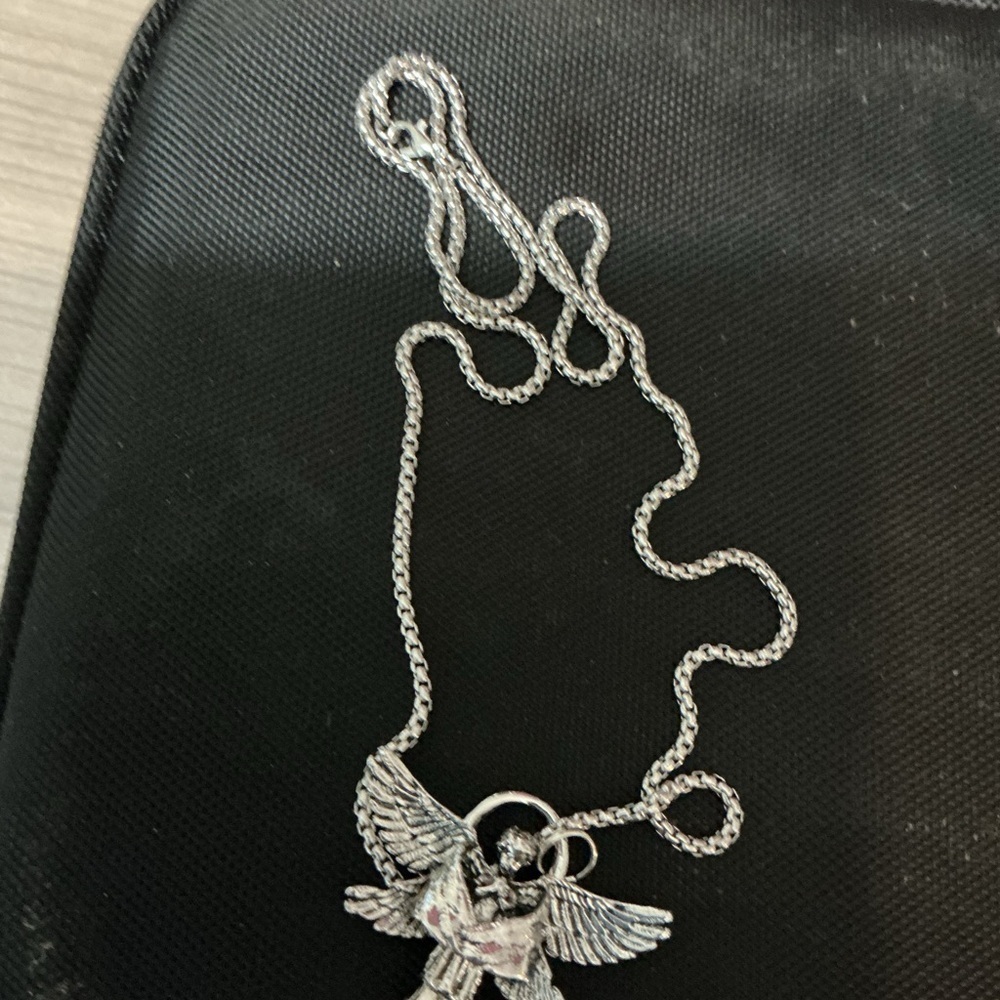 Silver Angel Pendant Necklace